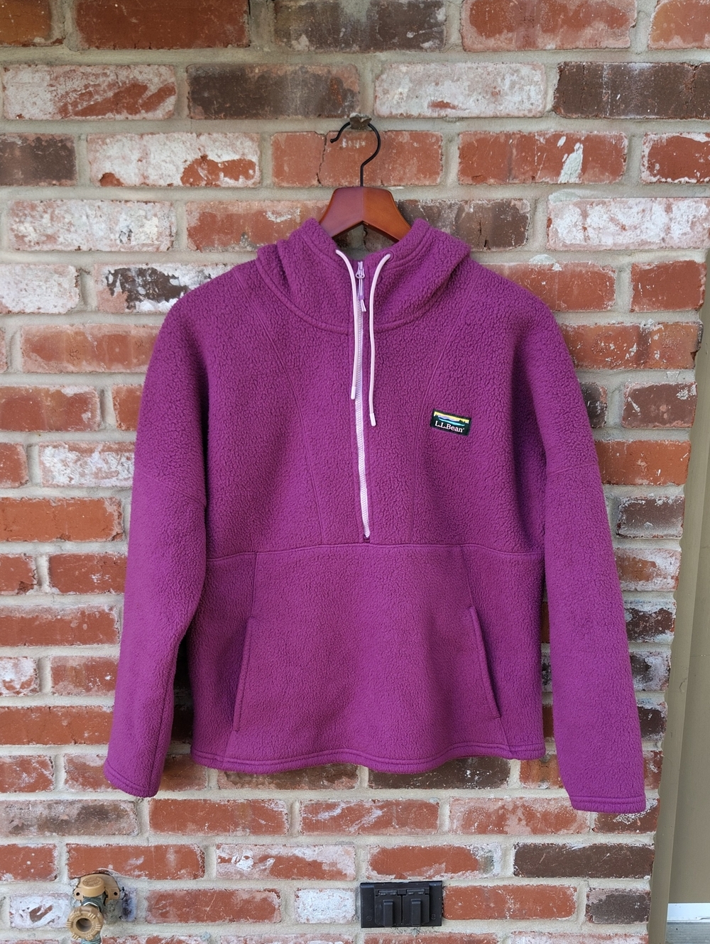 LL Bean Katahdin Fleece Half Zip Pullover Hoodie Size M Petite Outdoor Granola - Picture 2 of 14